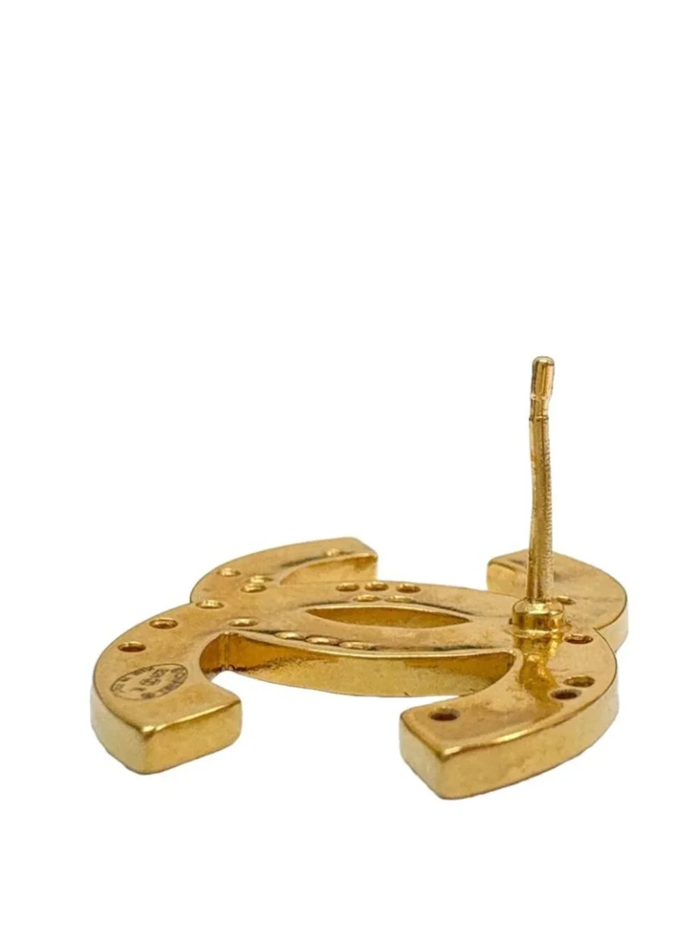 Chanel CC Logo Earrings Rhinestone
